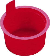 Caplugs - 1.215" ID, Pull-Tab, Round Head, Tapered Plug - 1.41" OD, 3/4" Long, Low-Density Polyethylene, Red - Apex Tool & Supply