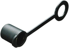 Caplugs - 0.36" ID, Round Head, Tethered Cap - Low-Density Polyethylene, Black - Apex Tool & Supply