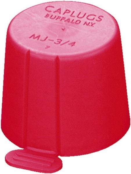 Caplugs - 1.289" ID, Round Head, Tapered, Tear-Tab Cap - 1-13/64" Long, Low-Density Polyethylene, Red - Apex Tool & Supply