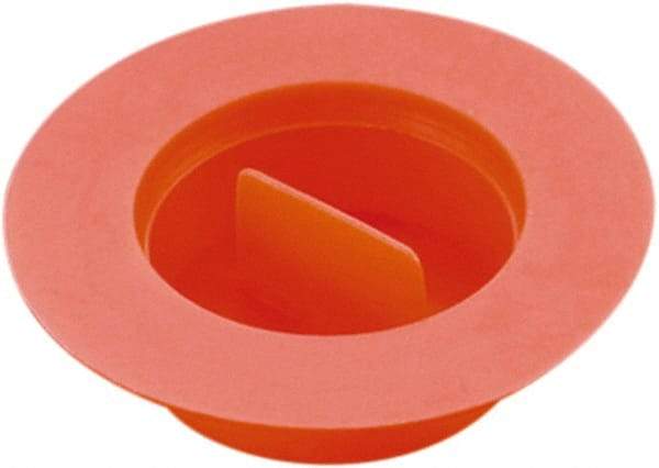 Caplugs - 0.849" ID, Pull-Tab, Tapered Plug with Flange - 1.31" OD, 1/2" Long, Low-Density Polyethylene, Orange - Apex Tool & Supply