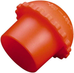 Caplugs - 0.82" ID, Serrated Round Head Cylinder Valve Cap - 1" Long, Low-Density Polyethylene, Orange - Apex Tool & Supply