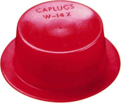 Caplugs - 0.183" ID, Round Head, Tapered Cap/Plug with Flange - 0.62" OD, 23/64" Long, Low-Density Polyethylene, Red - Apex Tool & Supply