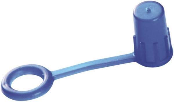 Caplugs - 0.377" ID, Round Head, Tethered Cap - 3/4" Long, Low-Density Polyethylene, Blue - Apex Tool & Supply