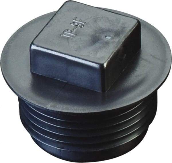 Caplugs - Square Head, Threaded Plug with Flange - 23/32" Long, High-Density Polyethylene, Black - Apex Tool & Supply