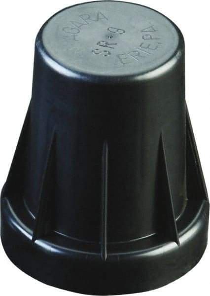 Caplugs - 1-3/16" ID, Serrated Round Head Sucker Rod Cap - 2-5/32" Long, Low-Density Polyethylene, Black - Apex Tool & Supply