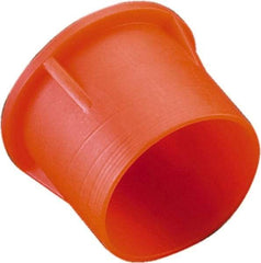 Caplugs - 0.43" ID, Round Head Tube Cap/Plug - 0.62" OD, 9/16" Long, Low-Density Polyethylene, Orange - Apex Tool & Supply