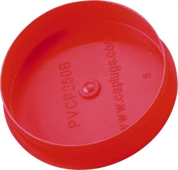 Caplugs - 2.71" ID, Round Head Pipe Plug - 2.84" OD, 21/32" Long, Low-Density Polypropylene, Red - Apex Tool & Supply