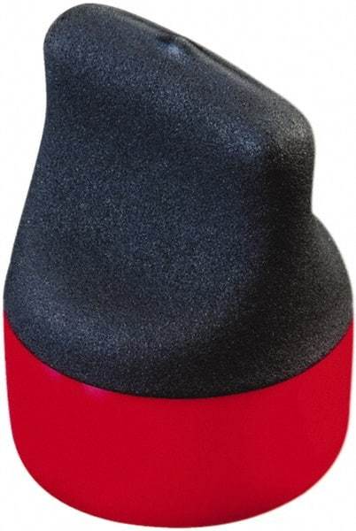 Caplugs - 0.865" ID, Round Head, Textured Pull-Tab Cap - 1-15/16" Long, Vinyl, Red/Black - Apex Tool & Supply