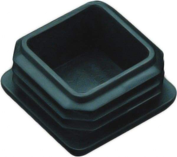 Caplugs - Square Finishing Plug for 14 to 20 Gauge Panels, for 3/4" Tube Diam - 0.43" Deep, Vinyl, Black - Apex Tool & Supply