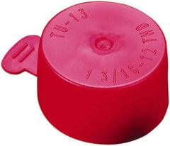 Caplugs - 0.428" ID, Flexible, Tear-Tab Cap - 29/64" Long, Vinyl, Red - Apex Tool & Supply