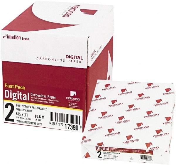 Nekoosa - 8-1/2" x 11" White & Canary Digital Carbonless Paper - Use with Laser Copiers, Laser Printers - Apex Tool & Supply