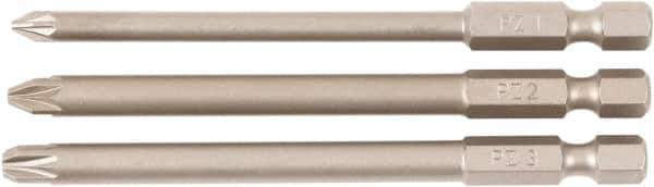 Wiha - #1, #2, #3 Pozidriv Screwdriver Bit - 90mm OAL - Apex Tool & Supply