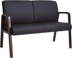 ALERA - 33" High Reception Lounge Chair - 44" Wide x 26-1/8" Deep, Leather Seat, Black & Mahogany - Apex Tool & Supply