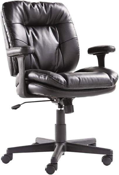 OIF - 40" High Executive Swivel/Tilt Chair - 26" Wide x 25-3/8" Deep, Soft Leather Seat, Black - Apex Tool & Supply