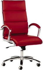 ALERA - 45-1/4" High High Back Chair - 24" Wide x 27-1/4" Deep, Leather Seat, Red - Apex Tool & Supply