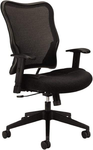 Basyx - 40-1/2" High High Back Chair - 26" Wide x 26-3/8" Deep, Leather Seat, Black - Apex Tool & Supply