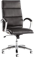 ALERA - 45-1/4" High High Back Chair - 24" Wide x 27-1/4" Deep, Leather Seat, Black - Apex Tool & Supply