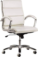 ALERA - 42-1/8" High Mid Back Chair - 24" Wide x 27-1/4" Deep, Faux Leather Seat, White - Apex Tool & Supply