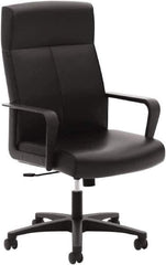 Basyx - 47" High Executive High Back Leather Chair - 25" Wide x 26-1/2" Deep, Soft Leather Seat, Black - Apex Tool & Supply