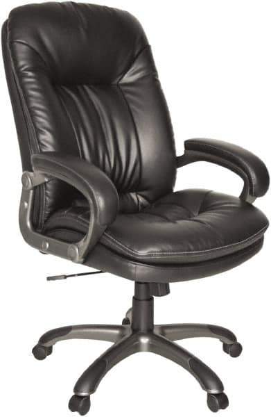 OIF - 45-1/4" High Executive Swivel/Tilt Chair - 25" Wide x 29-7/8" Deep, Soft Leather Seat, Black - Apex Tool & Supply
