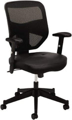 Basyx - 42-1/2" High High Back Chair - 29" Wide x 36" Deep, Leather Seat, Black - Apex Tool & Supply