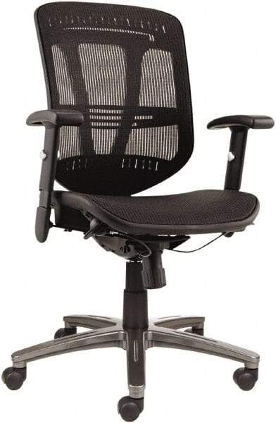 ALERA - 43-3/8" High Mid Back Chair - 25" Wide x 25-1/2" Deep, Mesh Seat, Black - Apex Tool & Supply
