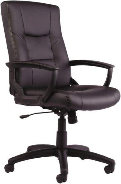 ALERA - 43-3/4" High Executive High Back Swivel Tilt Chair - 25" Wide x 27" Deep, Leather Seat, Black - Apex Tool & Supply