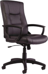 ALERA - 43-3/4" High Executive High Back Swivel Tilt Chair - 25" Wide x 27" Deep, Leather Seat, Black - Apex Tool & Supply