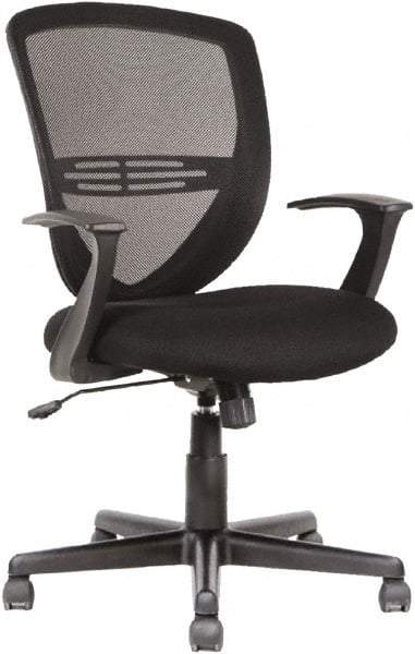 OIF - 39" High Mid Back Chair - 26-1/8" Wide x 26-3/8" Deep, Fabric Mesh Seat, Black - Apex Tool & Supply