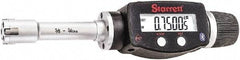 Starrett - 5/8" to 3/4", IP67, Carbide Face Electronic Inside Micrometer - 0.00005" Resolution, 0.00015" Accuracy, 2-3/8" Gage Depth - Apex Tool & Supply