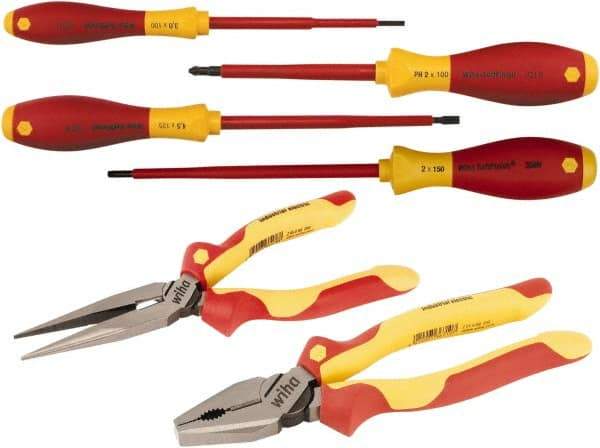Wiha - 6 Piece Insulated Plier Set - Comes in Vinyl Pouch - Apex Tool & Supply