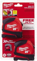 Milwaukee Tool - 25' x 1" Tape Measure - 1/16" Graduation - Apex Tool & Supply