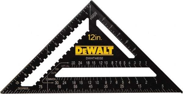 DeWALT - 12" Blade Length x 12" Base Length, Aluminum Rafter Square - 1/8" Graduation, 10.1" Base Width - Apex Tool & Supply