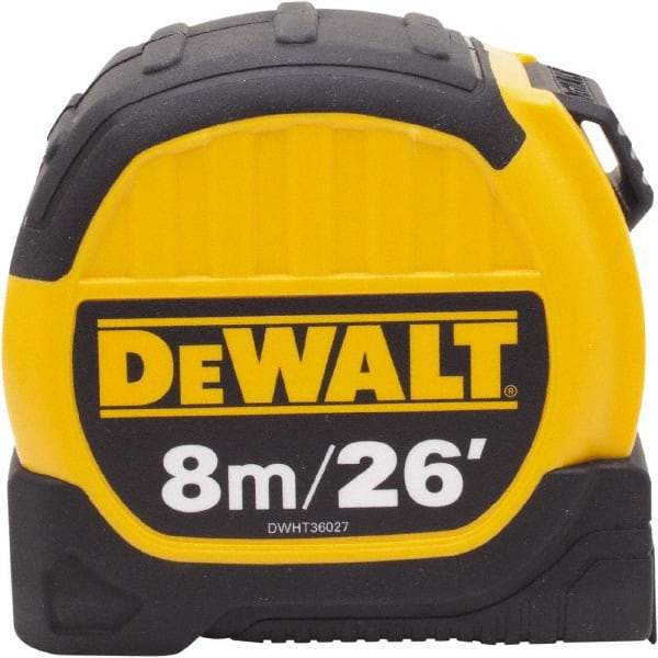 DeWALT - 26' x 1-1/8" Tape Measure - 1/16" & 1 cm Graduation, Inch & Metric Graduation Style - Apex Tool & Supply