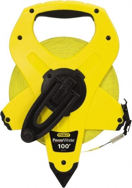Stanley - 100' x 1/2" Tape Measure - 1/16" Graduation, Inch & Metric Graduation Style - Apex Tool & Supply