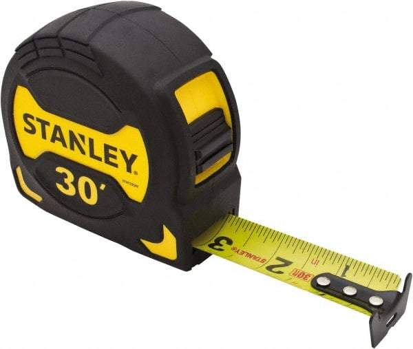 Stanley - 30' x 1-1/8" Tape Measure - 1/16" Graduation, Inch Graduation Style - Apex Tool & Supply