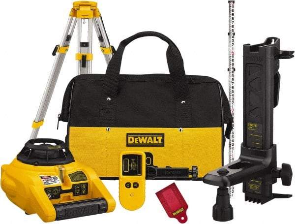 DeWALT - 1,000' Measuring Range, 1/4" at 100' Accuracy, Self-Leveling Rotary Laser - ±5° Self Leveling Range, 150, 300 & 600 RPM, 1 Beam, 2 D Alkaline Battery Included - Apex Tool & Supply