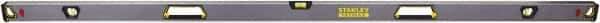 Stanley - 72" Long 3 Vial Box Beam Level - Aluminum, Black/Silver/Yellow, 1 Level & 2 Plumb Vials - Apex Tool & Supply