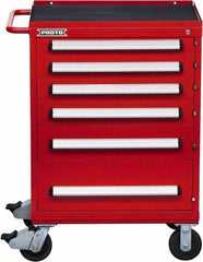 Proto - 6 Drawer Steel Tool Roller Cabinet - 30" Wide x 42-1/2" High x 21-3/8" Deep, Ball Bearing Drawer Slides, Red - Apex Tool & Supply