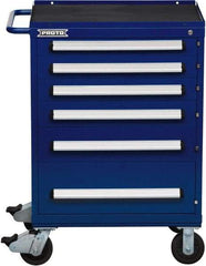 Proto - 6 Drawer Steel Tool Roller Cabinet - 30" Wide x 42-1/2" High x 21-3/8" Deep, Ball Bearing Drawer Slides, Blue - Apex Tool & Supply