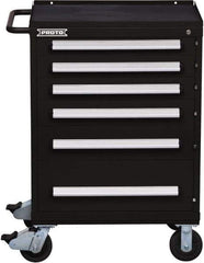 Proto - 6 Drawer Steel Tool Roller Cabinet - 30" Wide x 42-1/2" High x 21-3/8" Deep, Ball Bearing Drawer Slides, Black - Apex Tool & Supply