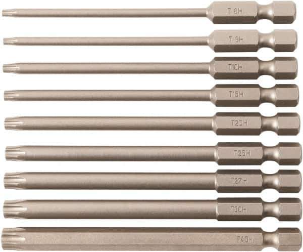 Wiha - 9 Piece, Bit Set - 1/4" Hex Drive, Torx Point - Apex Tool & Supply