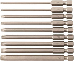 Wiha - 9 Piece, Bit Set - 1/4" Hex Drive, Torx Point - Apex Tool & Supply