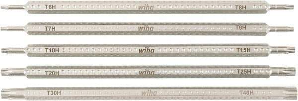 Wiha - 5 Piece, 1/4" Drive Screwdriver Tamperproof Bit Set - T6 to T40 Torx - Apex Tool & Supply