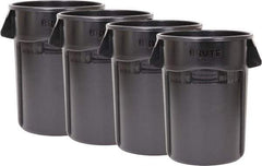 Rubbermaid - 55 Gal Gray Round Trash Can - Polyethylene, None Graphic, 33.2" High, Lid Not Included - Apex Tool & Supply