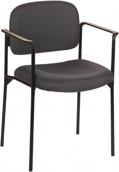 Basyx - Fabric Charcoal Stacking Chair - Black Frame, 23-1/4" Wide x 21" Deep x 32-3/4" High - Apex Tool & Supply