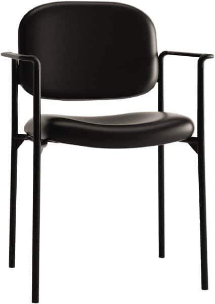 Basyx - Leather Black Stacking Chair - Black Frame, 23-1/4" Wide x 21" Deep x 32-3/4" High - Apex Tool & Supply