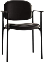 Basyx - Leather Black Stacking Chair - Black Frame, 23-1/4" Wide x 21" Deep x 32-3/4" High - Apex Tool & Supply