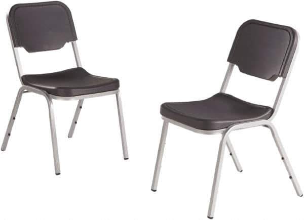 ICEBERG - Blow-Molded High-Density Polyethylene Charcoal Stacking Chair - Silver Frame, 17-1/2" Wide x 22-3/4" Deep x 32-1/4" High - Apex Tool & Supply