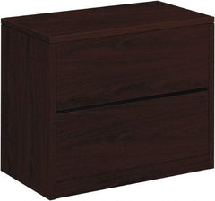 Hon - 36" Wide x 29-1/2" High x 20" Deep, 2 Drawer Lateral File - Woodgrain Laminate, Mahogany - Apex Tool & Supply